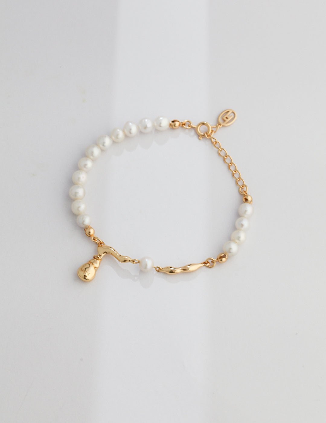925 sterling silver fluid baroque pearl bracelet