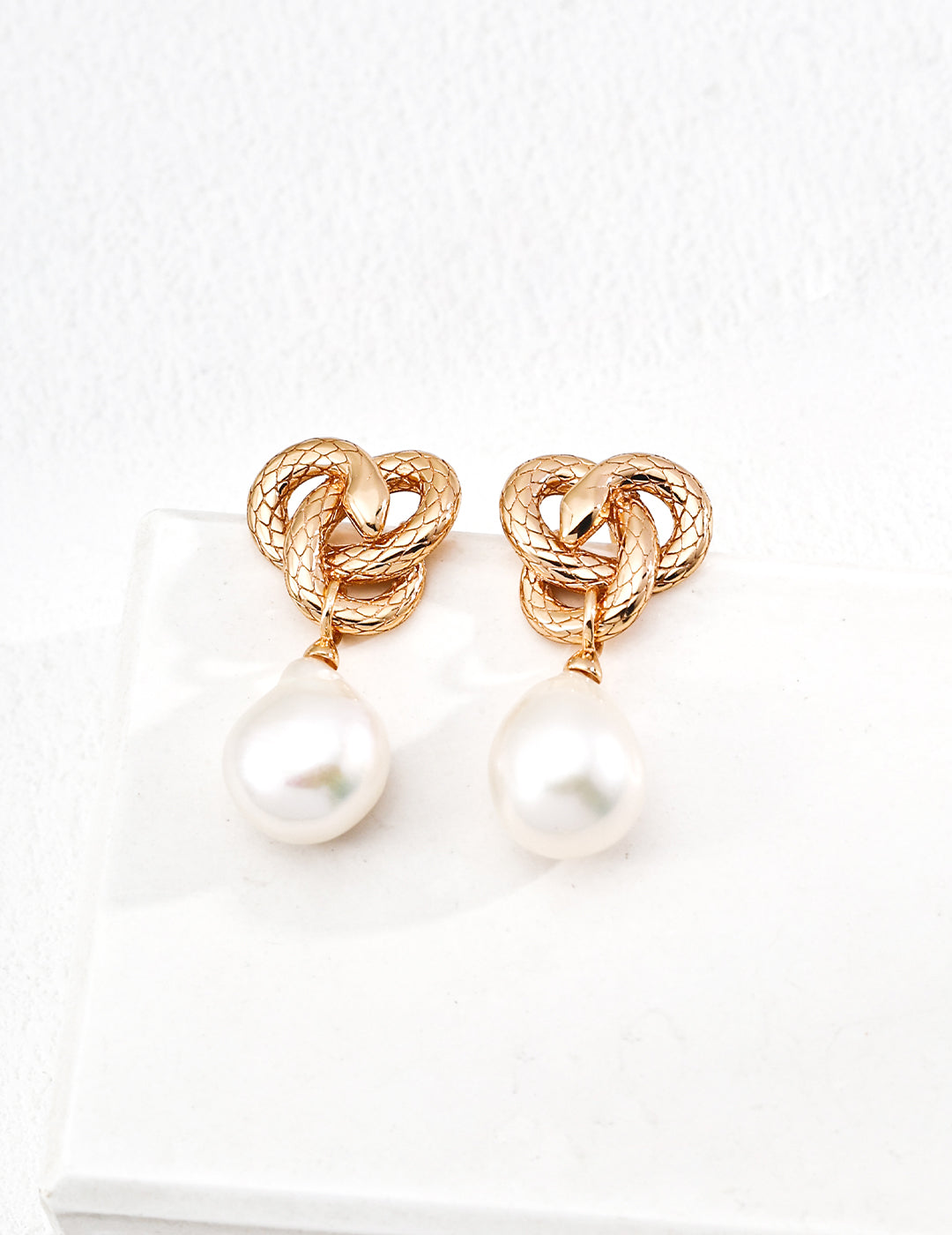 925 sterling silver serpent baroque pearl earrings