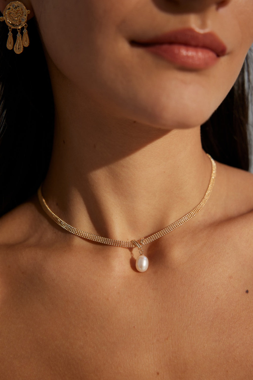 925 Sterling Silver Natural Pearl Short Necklace