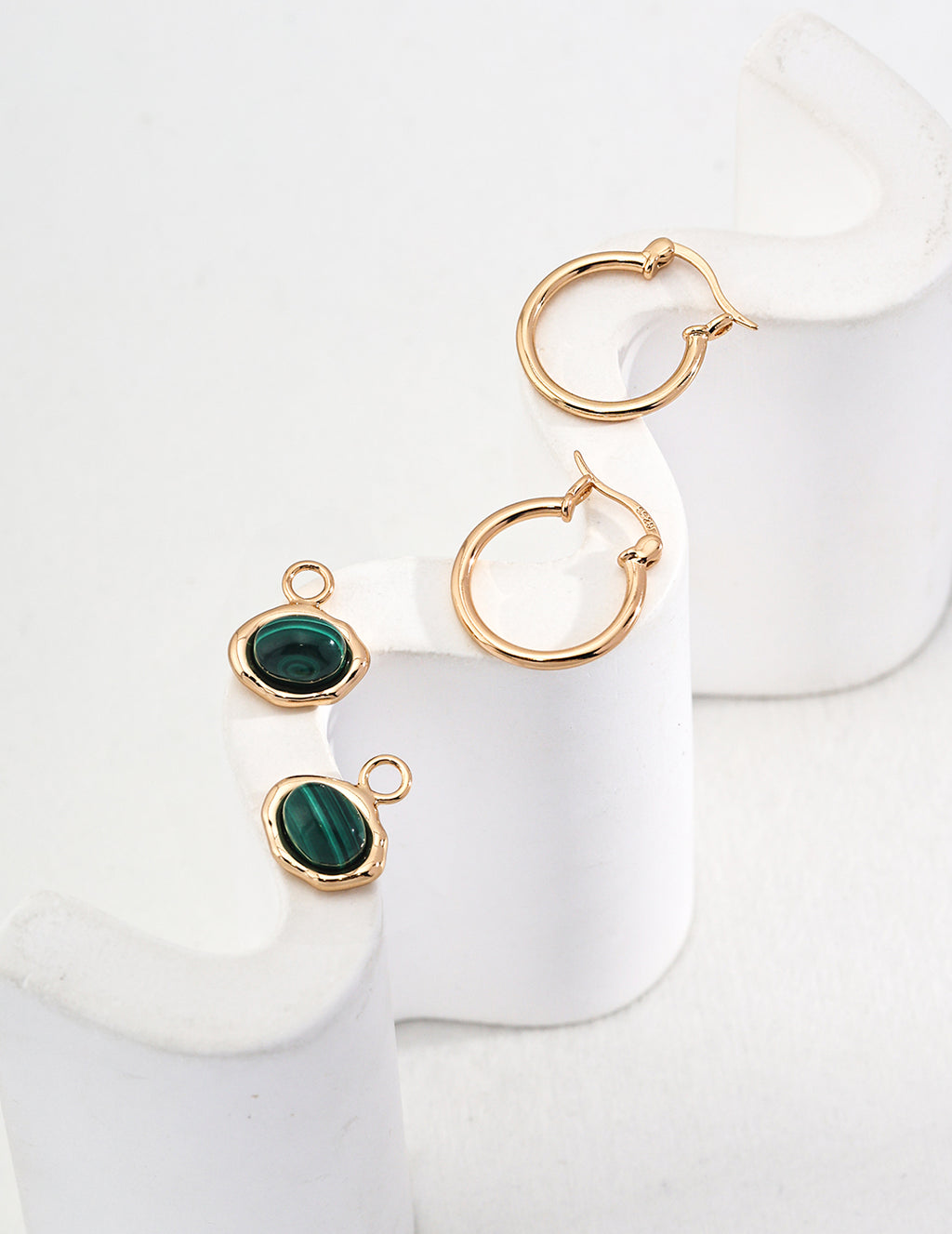 925 Sterling Silver Tiger’s Eye and Malachite Earrings, product view 14