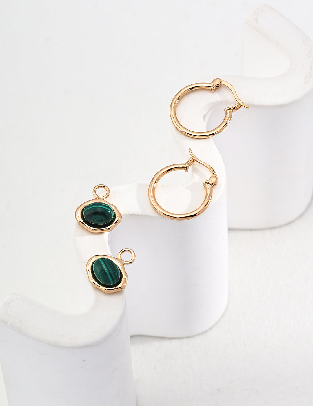 925 Sterling Silver Tiger’s Eye and Malachite Earrings, product view 14