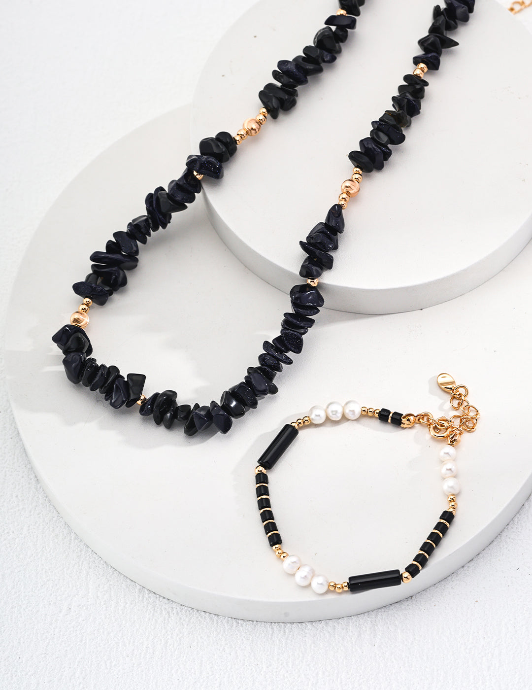 925 Sterling Silver Blue Sandstone and Natural Pearl Necklace, product view 8