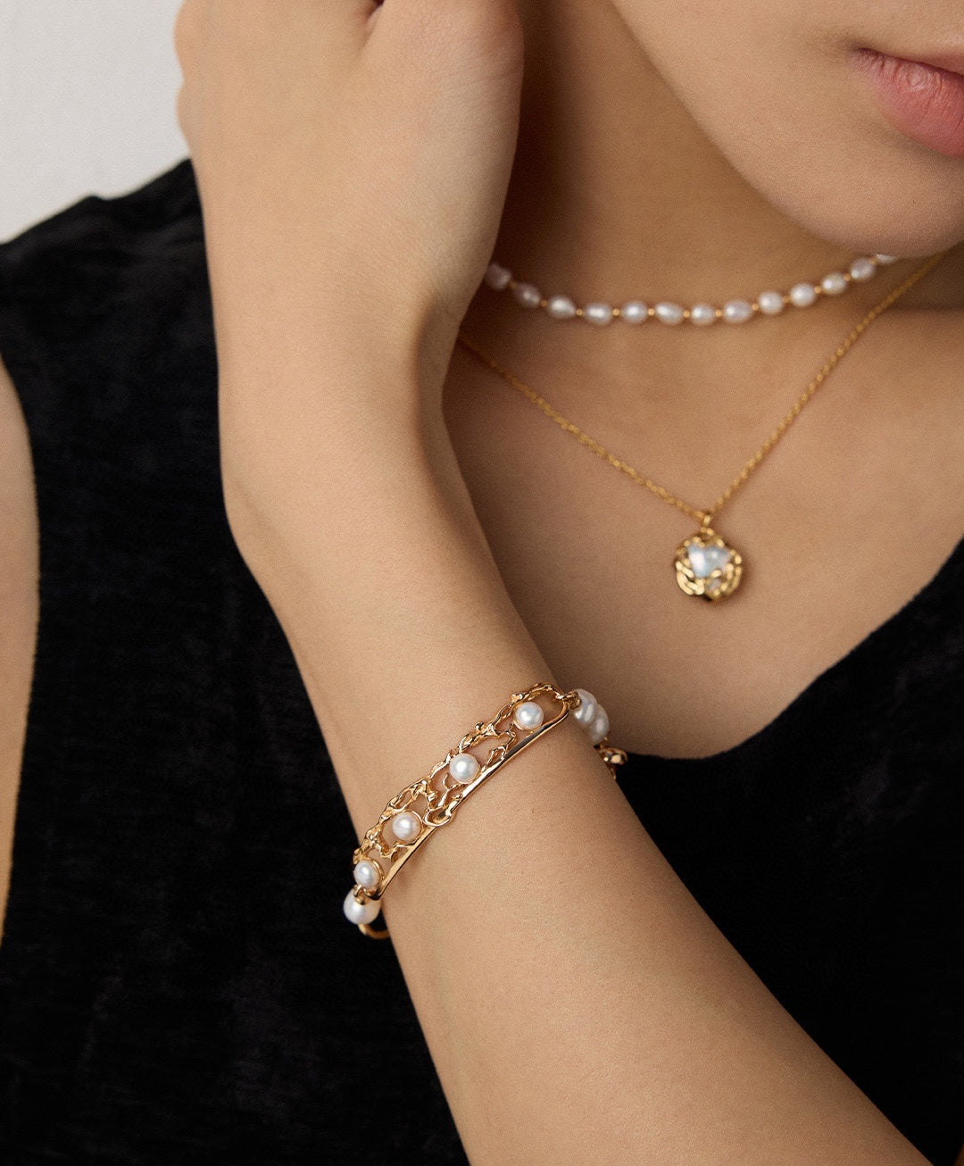 925 Sterling Silver Vintage Natural Pearl Bracelet, product view 15
