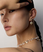925 Sterling Silver Pearl and Cubic Zirconia Floral Drop Earrings