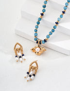 925 Sterling Silver Lapis Lazuli and Natural Pearl Earrings, product view 7