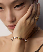 925 Sterling Silver Vintage Natural Pearl, Czech Iridescent Glass and Iridescent Shell Bead Bracelet, product view 8