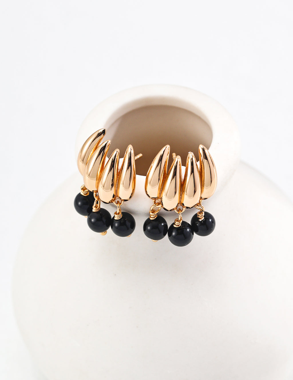 925 Sterling Silver Black Agate Earrings, additional product view