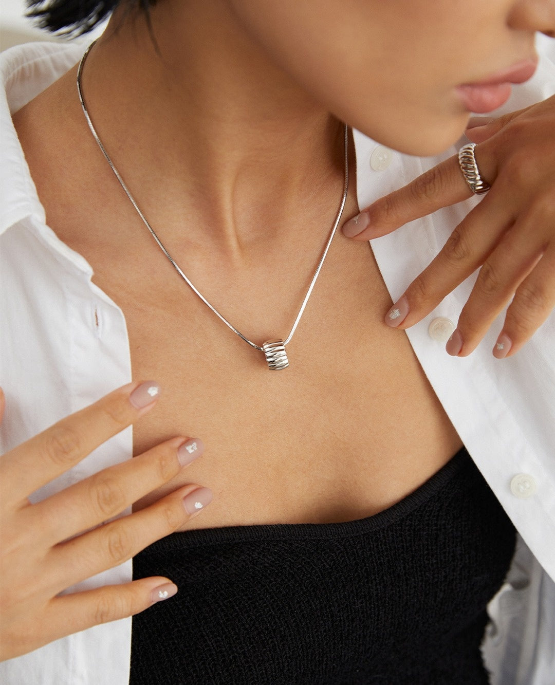 925 Sterling Silver Layered Chain Necklace, product view 8