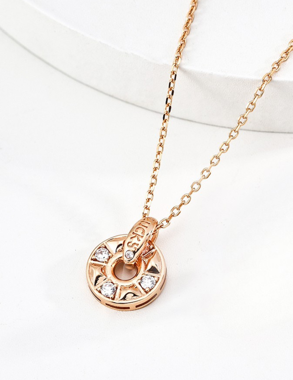 925 sterling silver CZ coin pendant necklace, silver tone version