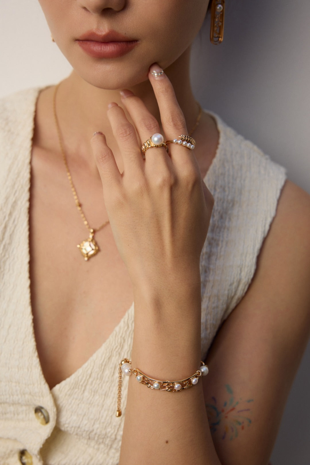 925 Sterling Silver Vintage Natural Pearl Bracelet, product view 8