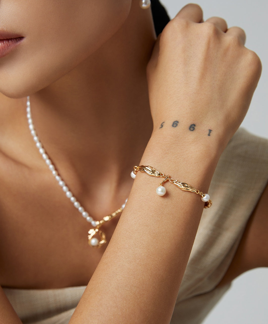 925 Sterling Silver Scarf Natural Pearl Bracelet, product view 8