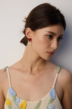 925 Sterling Silver Heart Drip Glaze and Natural Pearl Earrings, product view 8