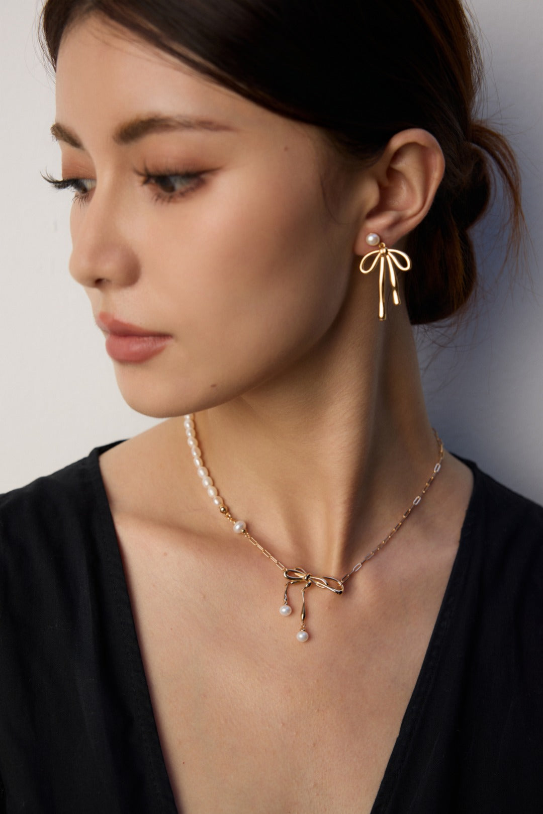 925 Sterling Silver Bow Pearl Drop Earrings