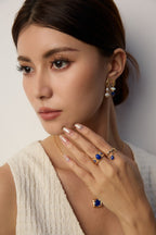 925 Sterling Silver Vintage Lapis Lazuli, Mother of Pearl and Blue Enamel Ring, product view 8