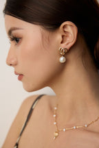 925 Sterling Silver Vintage Natural Natural Baroque Pearl Earrings, product view 8