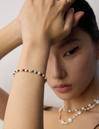 925 Sterling Silver Tiger’s Eye, Pearl and Mother of Pearl Bracelet