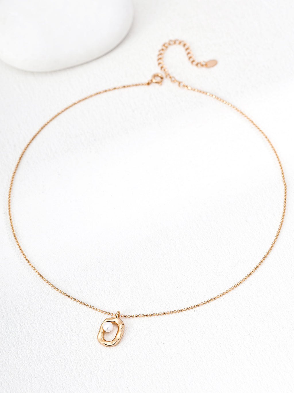 925 Sterling Silver Natural Pearl Circle Pendant Necklace