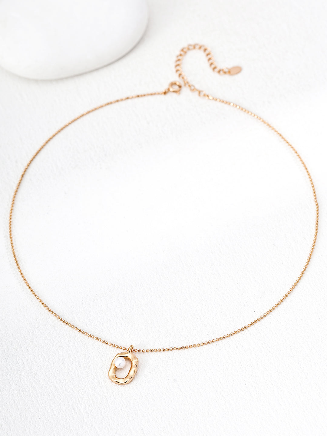925 Sterling Silver Natural Pearl Circle Pendant Necklace