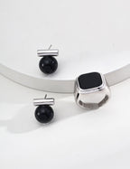 925 Sterling Silver Black Agate and Tiger’s Eye Earrings, product view 9