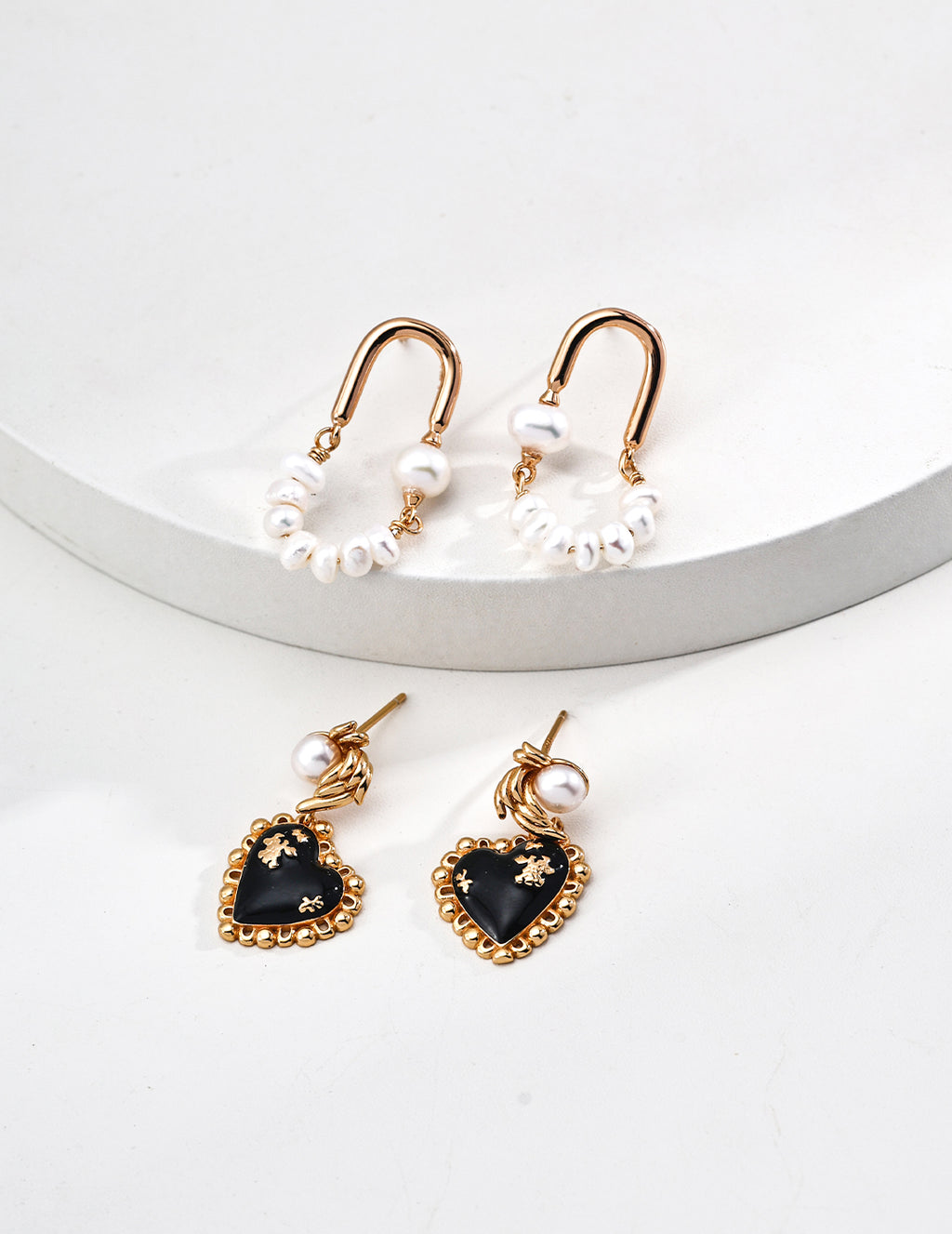 925 Sterling Silver Vintage Agate and Natural Pearl Earrings, product view 7