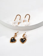 925 Sterling Silver Vintage Agate and Natural Pearl Earrings, product view 7