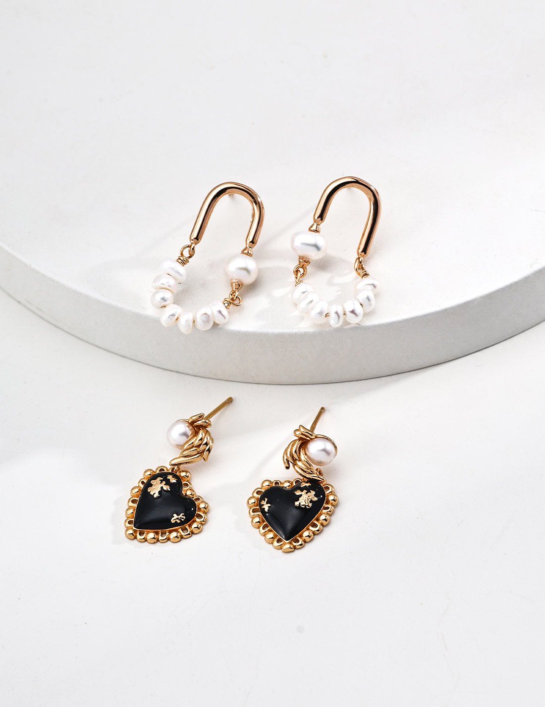 925 Sterling Silver Vintage Agate and Natural Pearl Earrings, product view 7