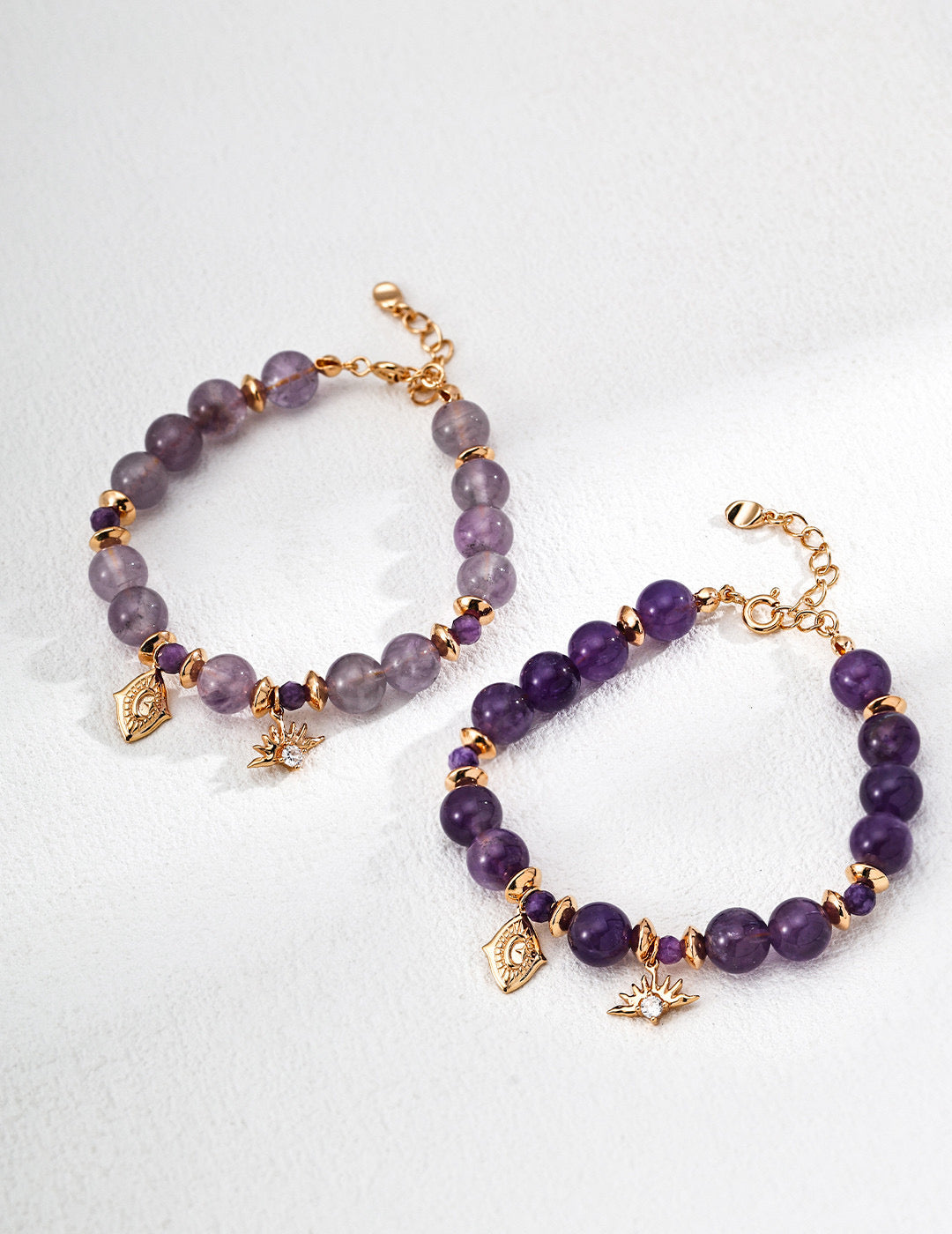 925 Sterling Silver Amethyst and Cubic Zirconia Bracelet in vintage gold and purple amethyst, product view 12