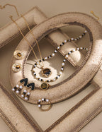925 Sterling Silver Pearl, Mother of Pearl and Tiger’s Eye Necklace