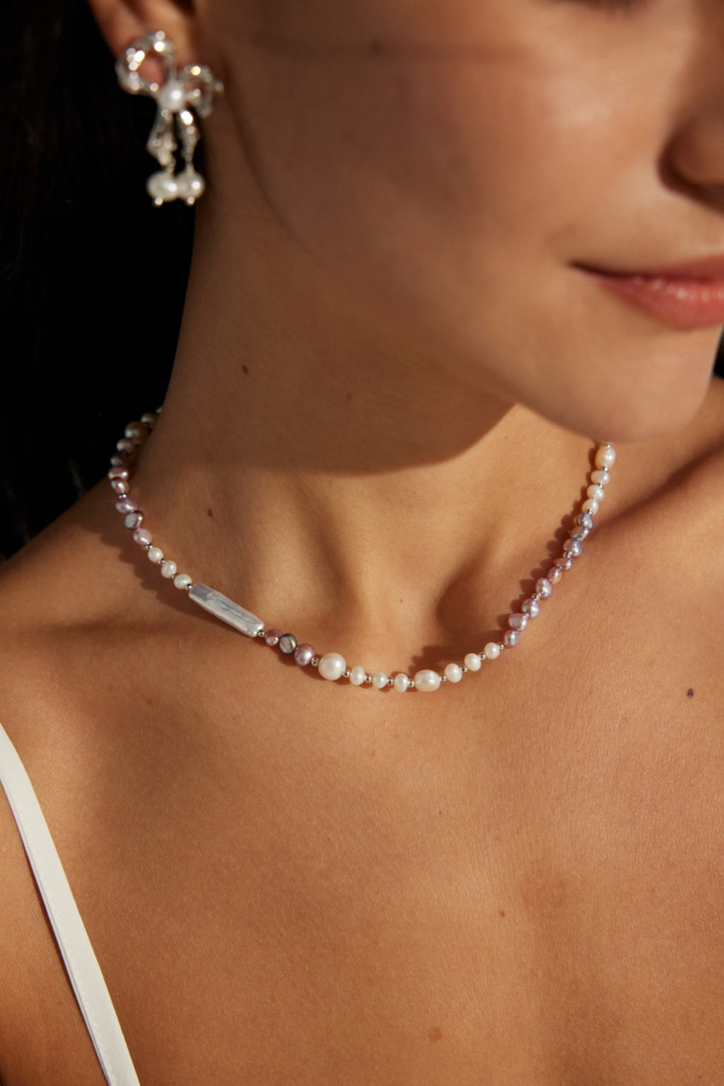 925 Sterling Silver Natural Pearl Necklace, product view 8