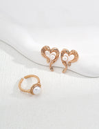 925 Sterling Silver Heart Natural Pearl Earrings, product view 7