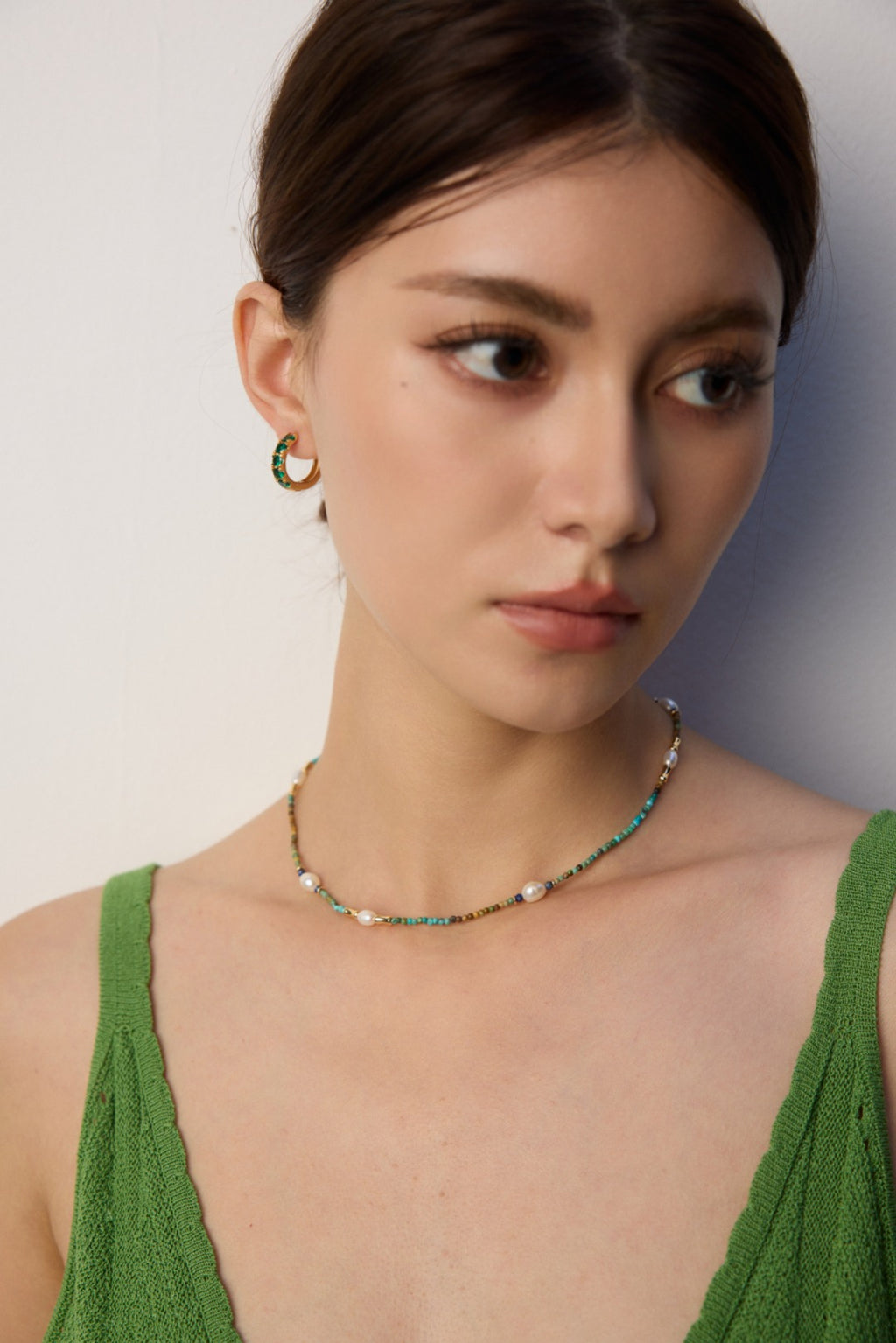 925 Sterling Silver Vintage Pearl, Lapis Lazuli and Turquoise Necklace, product view 9