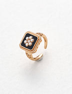 925 Sterling Silver Enamel Faux Pearl Cubic Zirconia Ring, product view 1