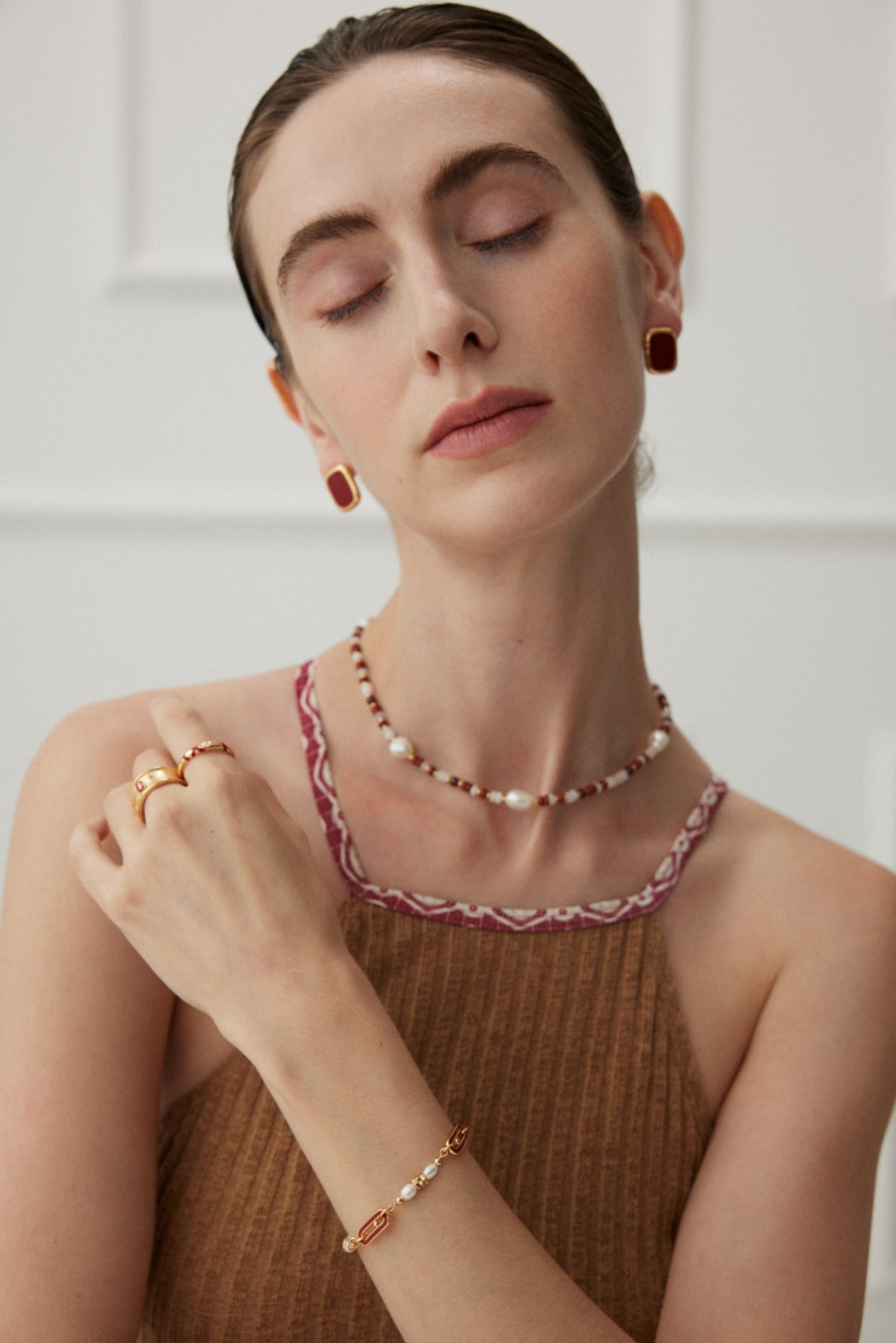 925 Sterling Silver Drip Glaze and Natural Pearl Bracelet, product view 9