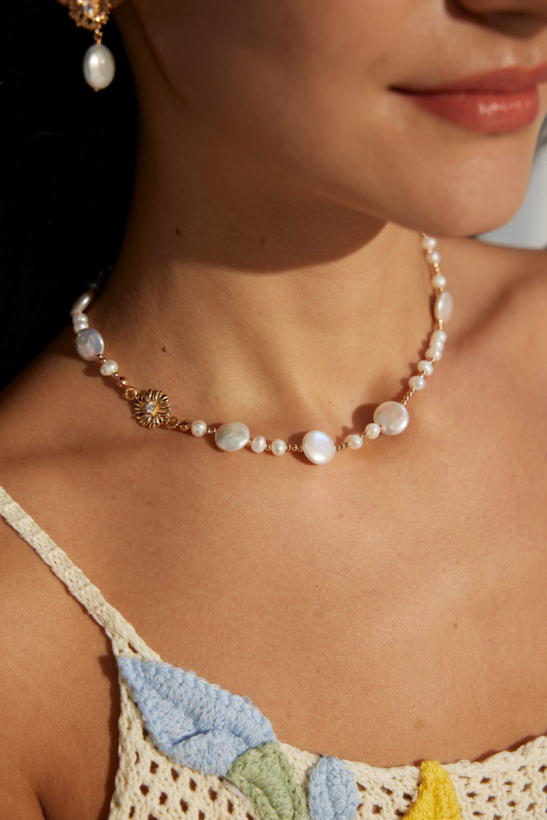 925 Sterling Silver Natural Pearl and Cubic Zirconia Necklace