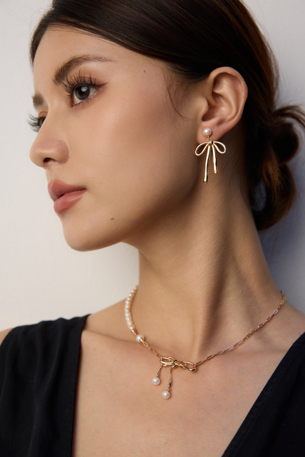 925 Sterling Silver Bow Pearl Drop Earrings