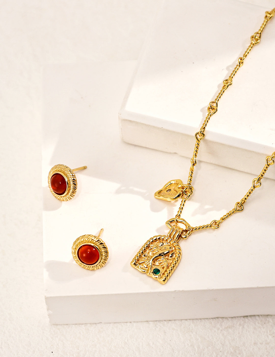 925 Sterling Silver Red Agate Earrings, product view 7