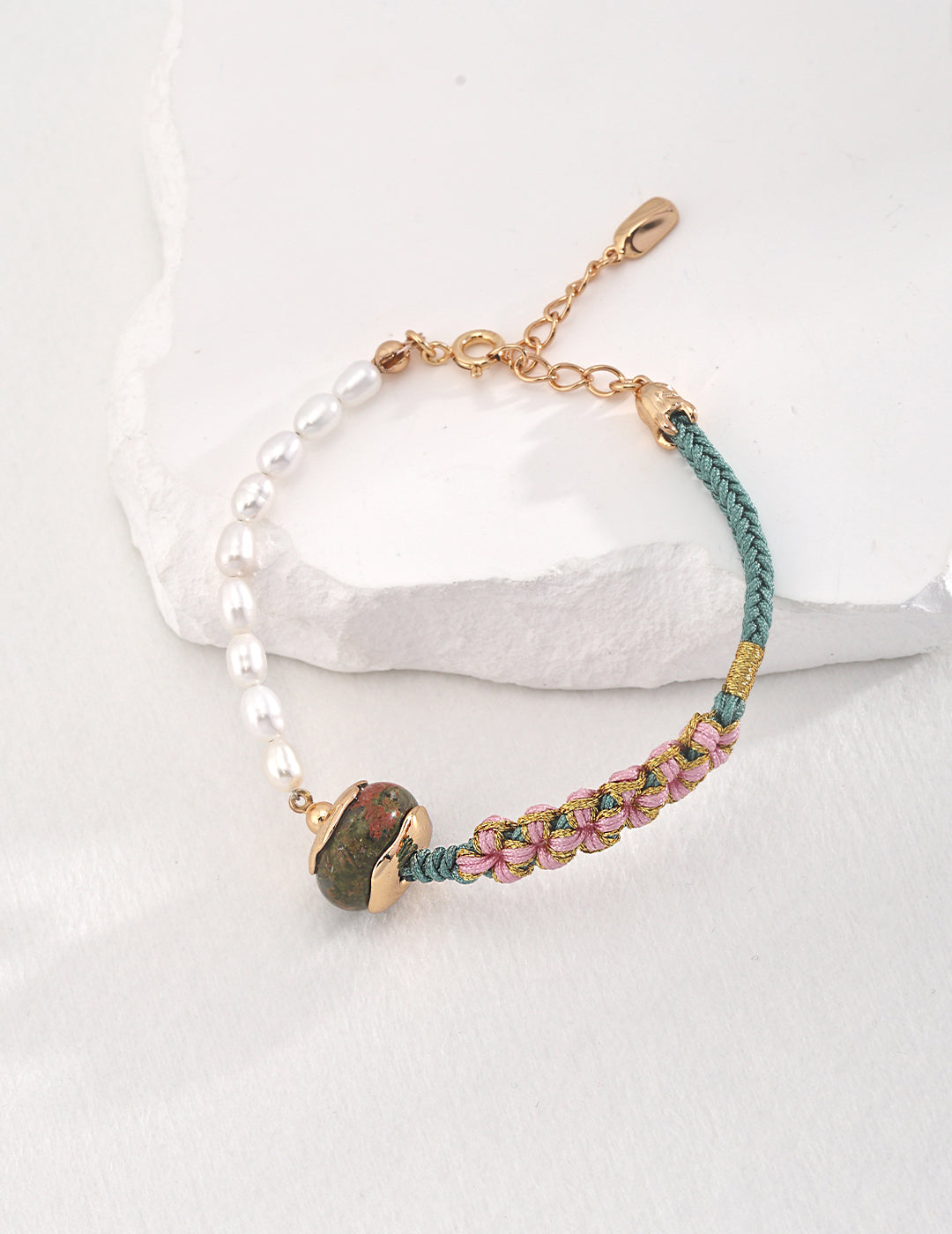 925 Sterling Silver Variscite and Natural Pearl Bracelet, product view 8