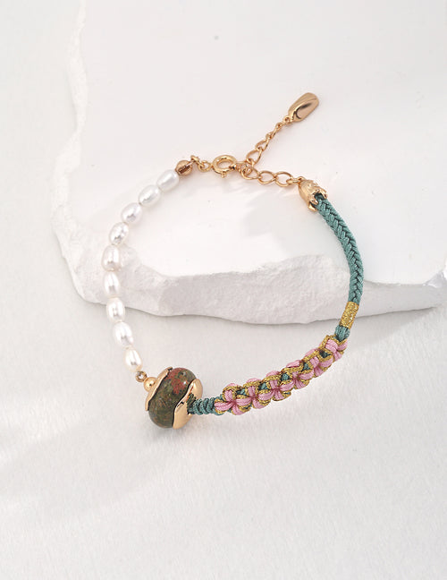 925 Sterling Silver Variscite and Natural Pearl Bracelet, product view 8