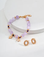 925 Sterling Silver Amethyst and Cubic Zirconia Bracelet in vintage gold and purple amethyst, product view 7
