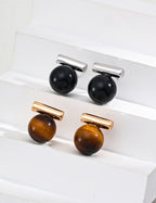 925 Sterling Silver Black Agate and Tiger’s Eye Earrings, product view 7