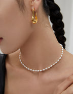 925 Sterling Silver Vintage Rice Pearl and Round Shell Bead Necklace, product view 10