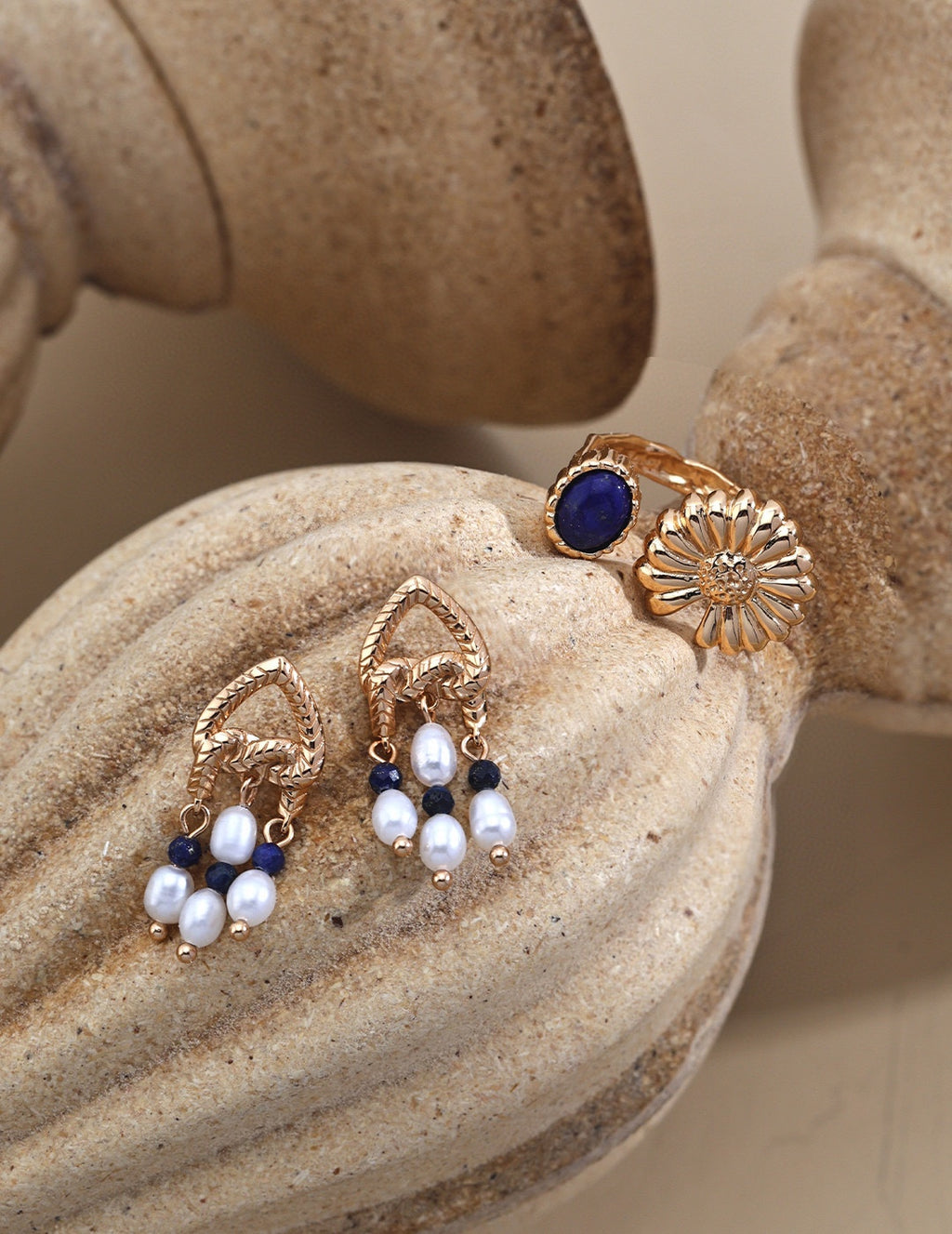925 Sterling Silver Lapis Lazuli and Natural Pearl Earrings, product view 9
