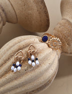 925 Sterling Silver Lapis Lazuli and Natural Pearl Earrings, product view 9