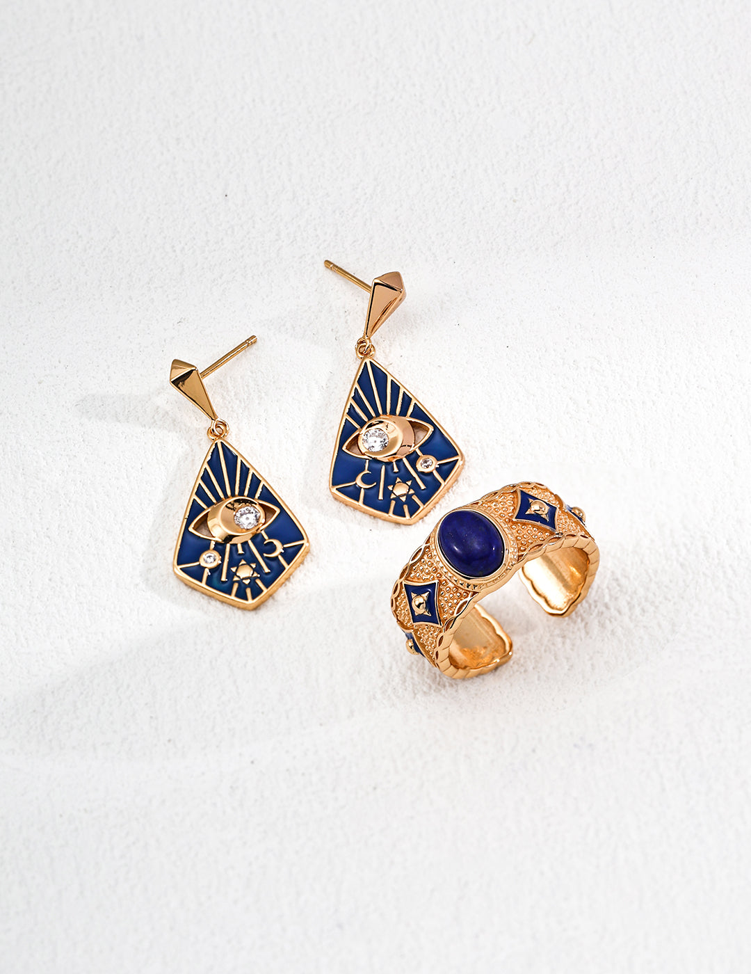 925 Sterling Silver Vintage Lapis Lazuli, Mother of Pearl and Blue Enamel Ring, product view 9