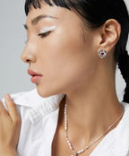 925 Sterling Silver Cubic Zirconia Heart Pendant Earrings