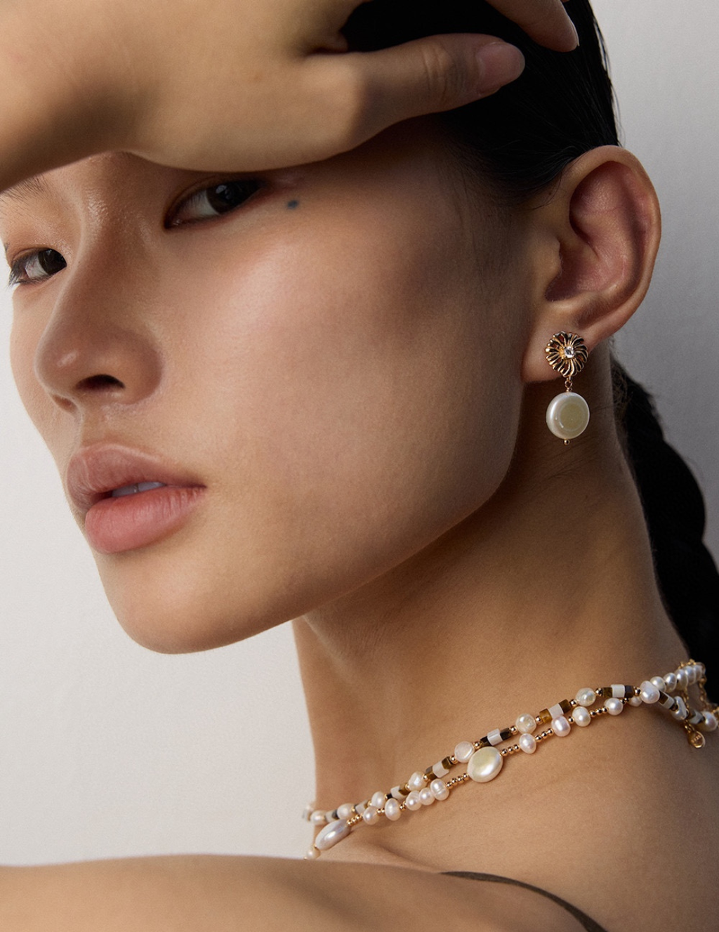 925 Sterling Silver Pearl and Cubic Zirconia Floral Drop Earrings