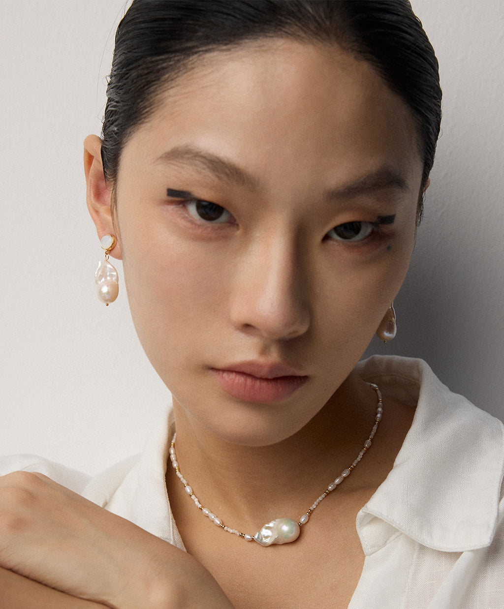 925 Sterling Silver Natural Pearl and Mother of Pearl Necklace, product view 8