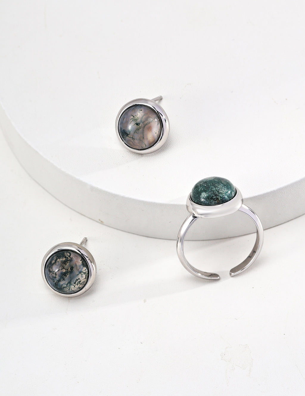 925 Sterling Silver Moss Agate Earrings, product view 11