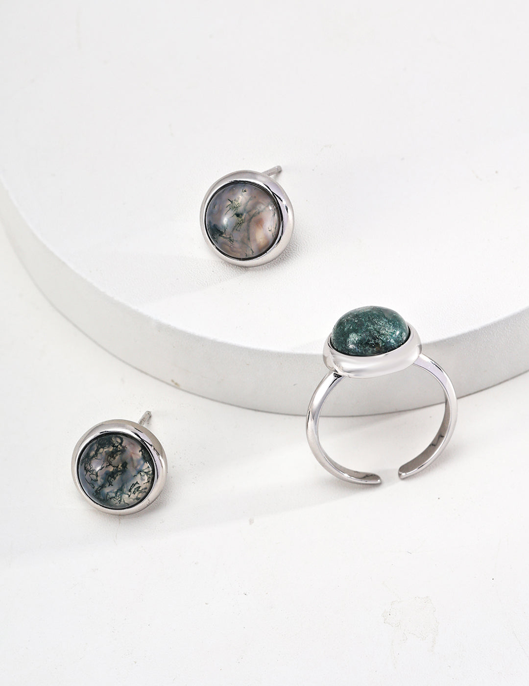 925 Sterling Silver Moss Agate Ring, product view 7
