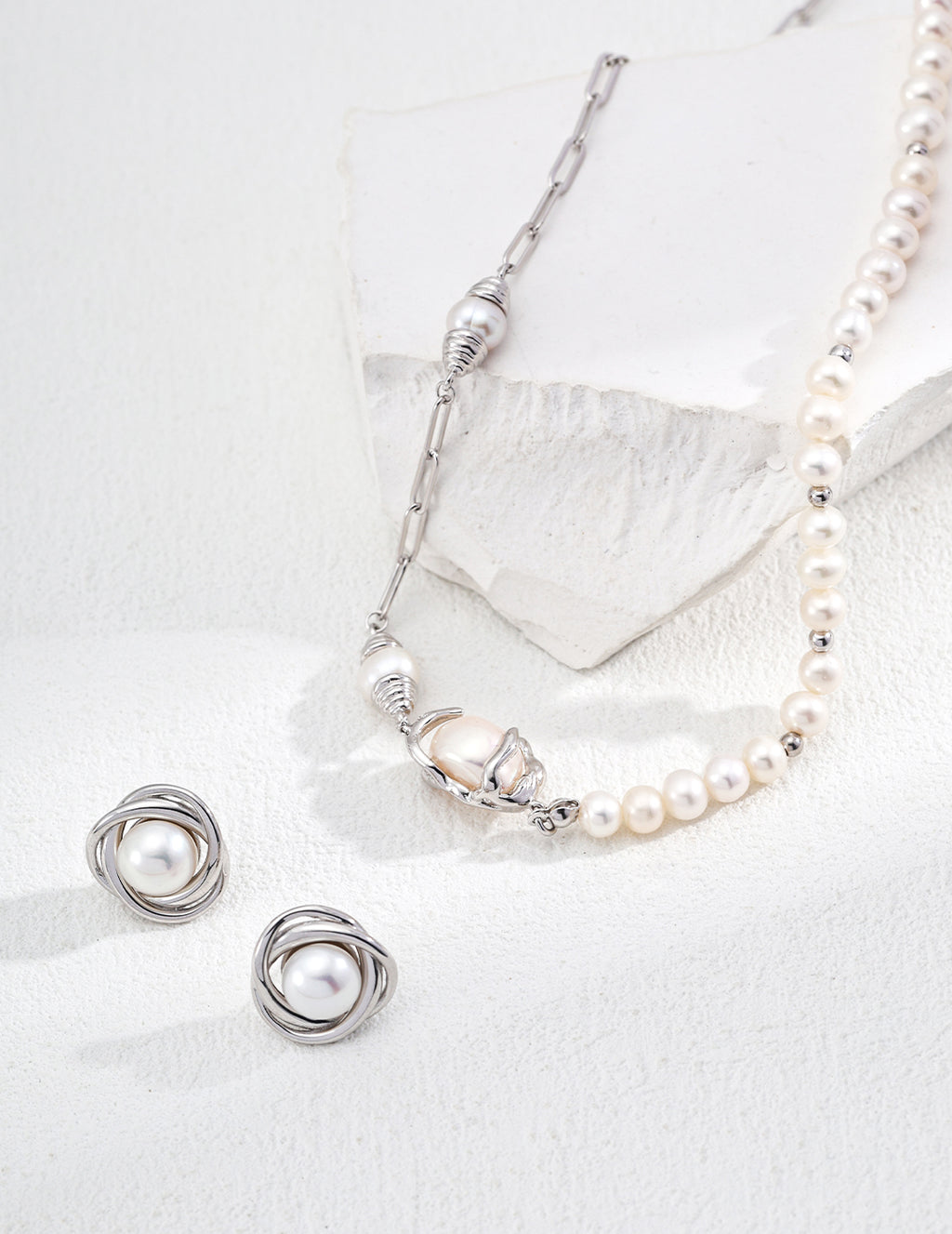 925 Sterling Silver Natural Pearl Earrings, product view 10